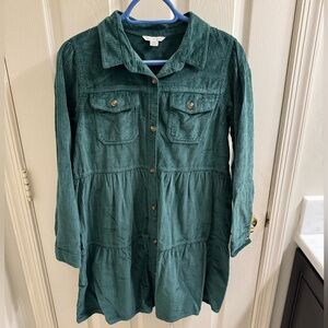 American Eagle Corduroy Button Up Babydoll Shirt Dress